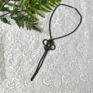Vintage Black Beaded Love Knot Necklace